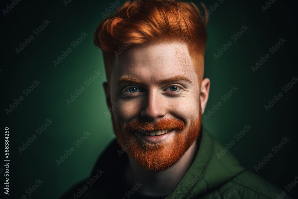Obraz premium Comical Red Haired Man. Generative AI. A digital painting of a funny ginger man.