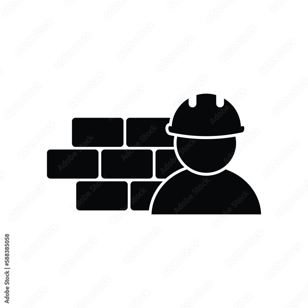 Man worker hard hat with bricks icon vector. Construction equipment. Man worker hard hat with bricks icon vector. Construction equipment.