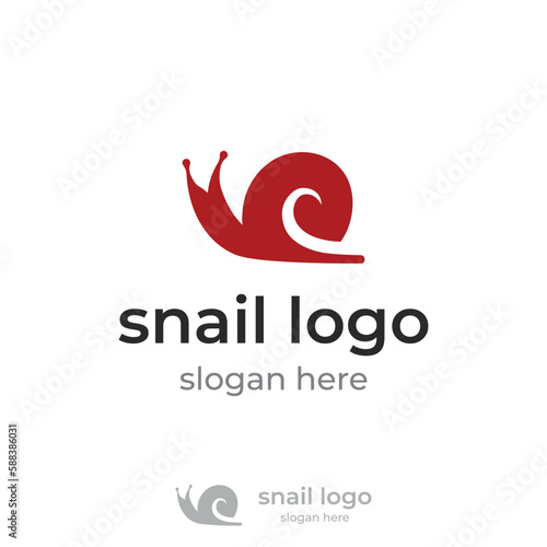 Creative and unique colorful snail and snail shell animal template logo design.
