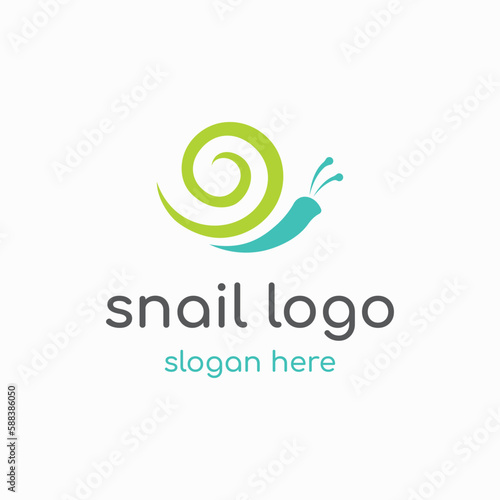 Creative and unique colorful snail and snail shell animal template logo design.