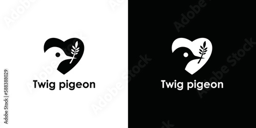dove design template with heart shaped twig.