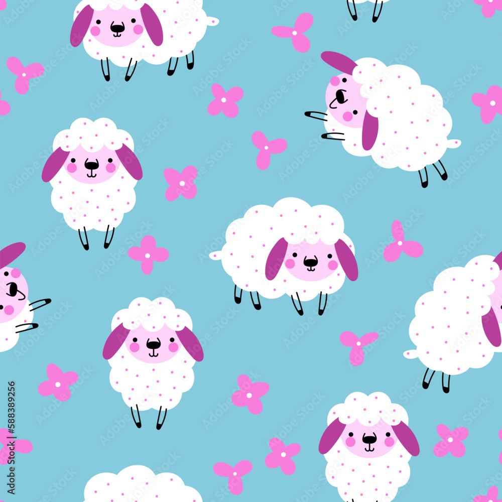 Funny cute sheeps seamless background Funny cute sheeps seamless background