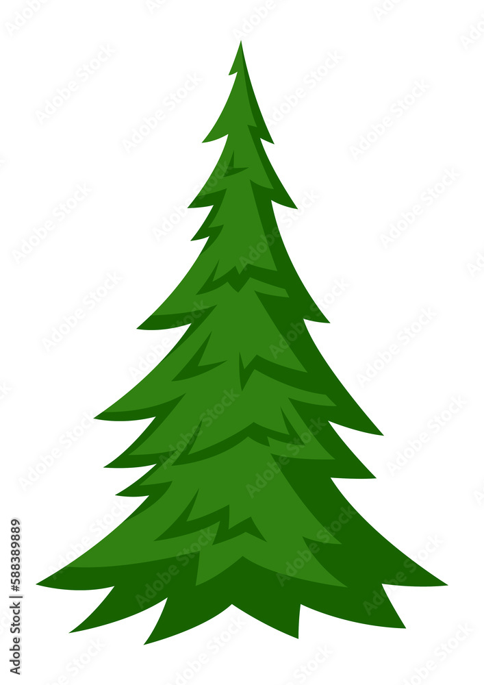 Illustration of fir tree. Forest or park landscape element. Seasonal image. Illustration of fir tree. Forest or park landscape element. Seasonal image.