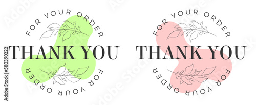 Thank you for your order card design for online buyers illustration vector. vector thank you handwritten inscription. hand drawn lettering. Thank you calligraphy. Thank you card.