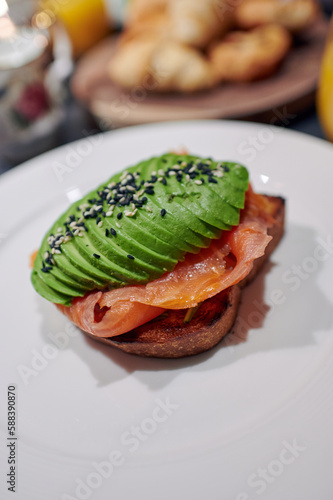 Photography a close up of a sandwich on a plate