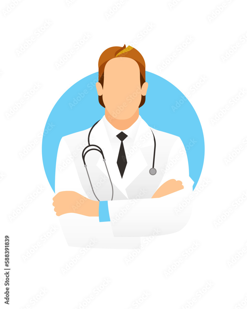 Original vector illustration. The chief doctor of the hospital, in a white coat. A design element. Original vector illustration. The chief doctor of the hospital, in a white coat. A design element.