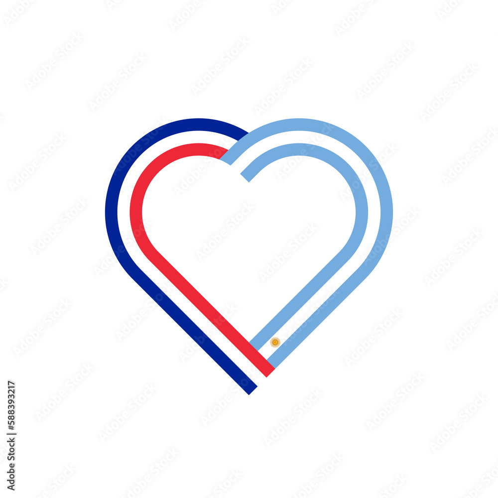 unity concept. heart ribbon icon of france and argentina flags. transparent png background unity concept. heart ribbon icon of france and argentina flags. transparent png background