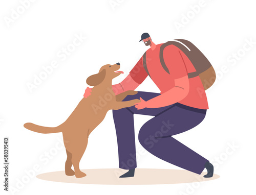 Excited Dog Running Towards Their Owner Isolated on White Background. Pet Wagging Tail And Expressing Love And Happiness