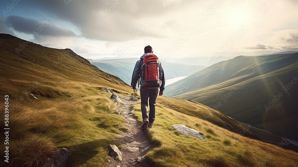 silhouette of a person in the mountains AI Generated silhouette of a person in the mountains AI Generated
