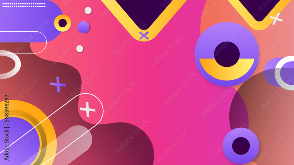 Gradient pink background with geometric shapes