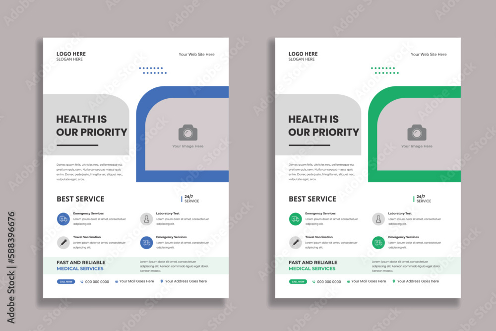 Medical Healthcare Flyer Template for Medical Clinic, dental, and hospital Medical Healthcare Flyer Template for Medical Clinic, dental, and hospital