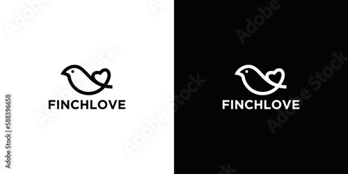 Fototapet finches design template with heart