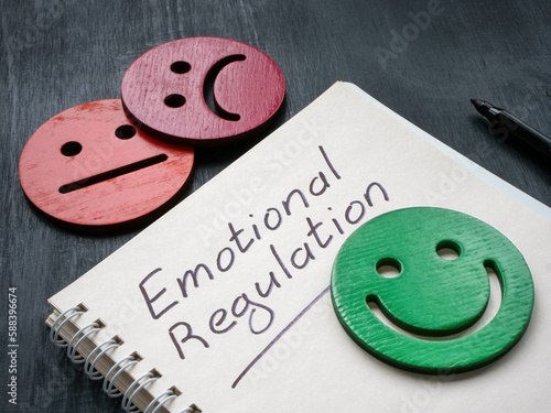 Canvas-taulu Notepad with inscription emotional regulation and smiley.