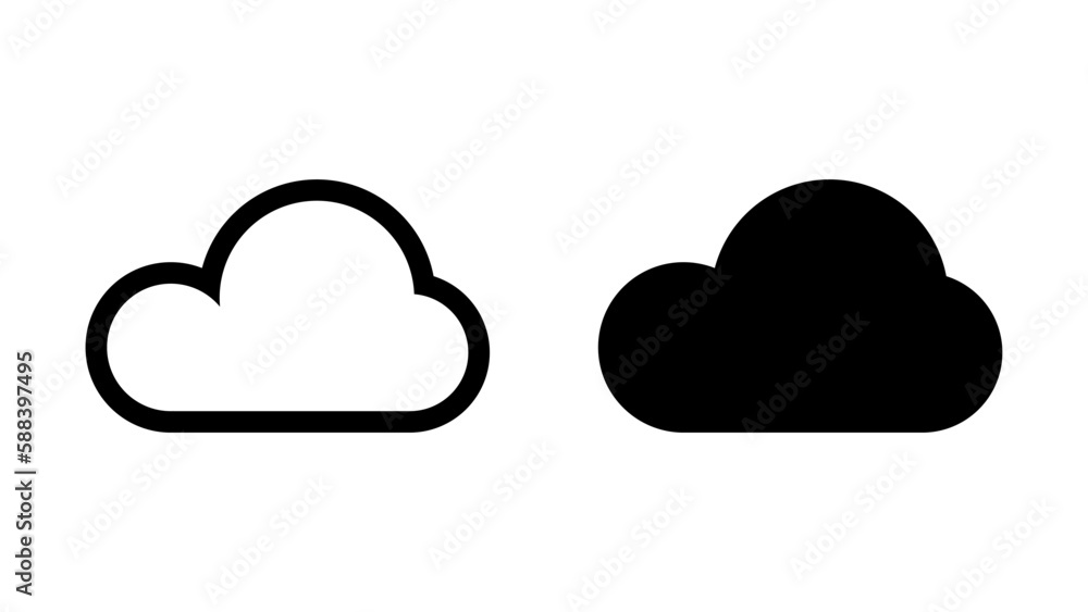 Isolated cloud icon with outline and glyph styles. Flat icon for website or mobile app. Isolated cloud icon with outline and glyph styles. Flat icon for website or mobile app.
