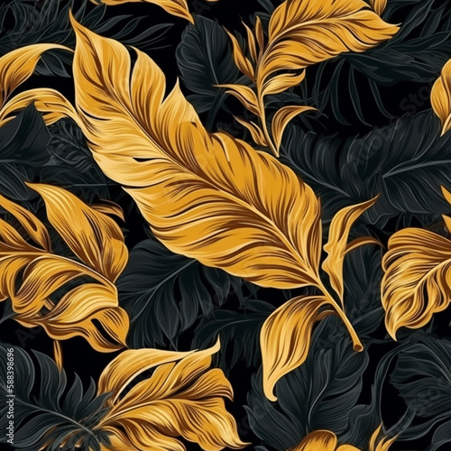 seamless texture pattern from tropical leaves summer