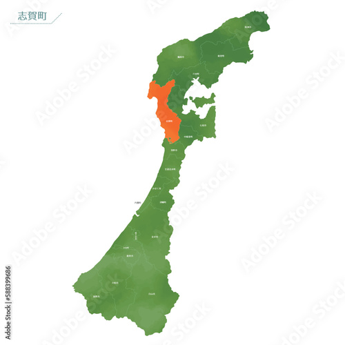 水彩風の地図　志賀町
