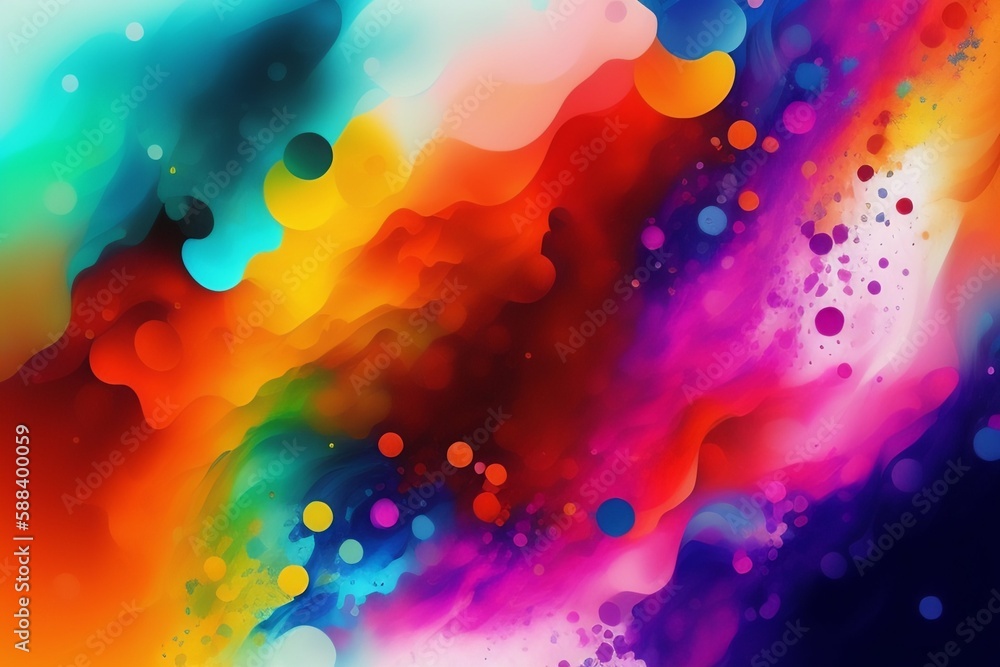 Wavey abstract colorful background with splashes
Created using generative AI.