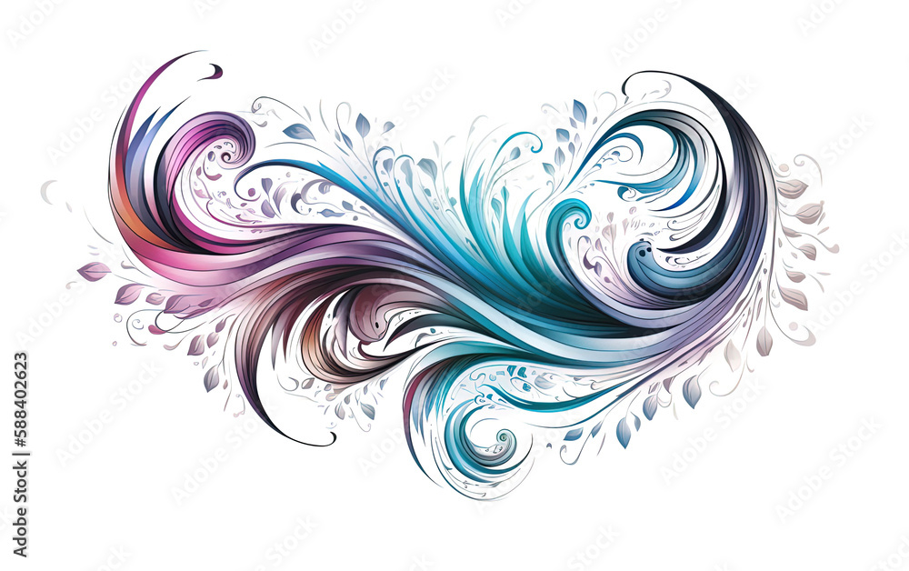 Psychedelic Abstract Tattoo Design. Isolated. Generated by Midjourney Generative AI.