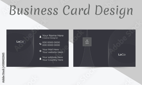 Creative and Clean Business card Template .Black and White color theme ..Horizontal orientation .Vector illustration print template.