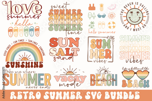 retro summer sublimation design bundle © MD