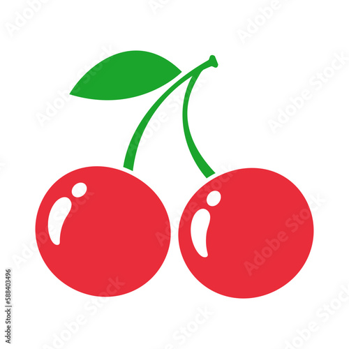 shiny heart shaped red berry fruit with green leaves