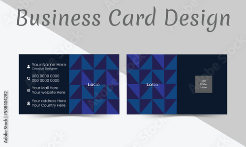Modern, creative and luxurious business card design by using pattern. Blue and black color theme. Vector illustration ready print template.. 