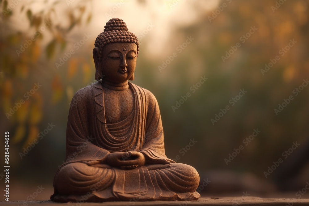 Buddha statue in outdoor settings, created with generative AI