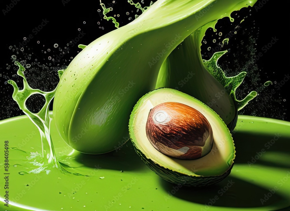 Fruits with juice splash. fruits, juice was created by a stable