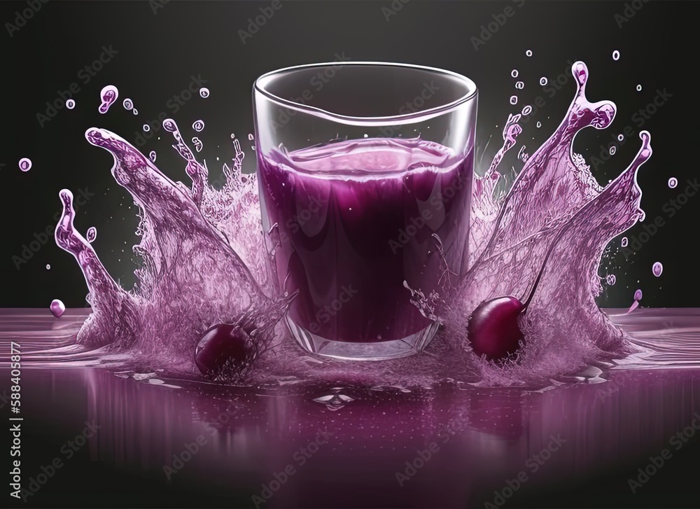 Fruits with juice splash. fruits, juice was created by a stable