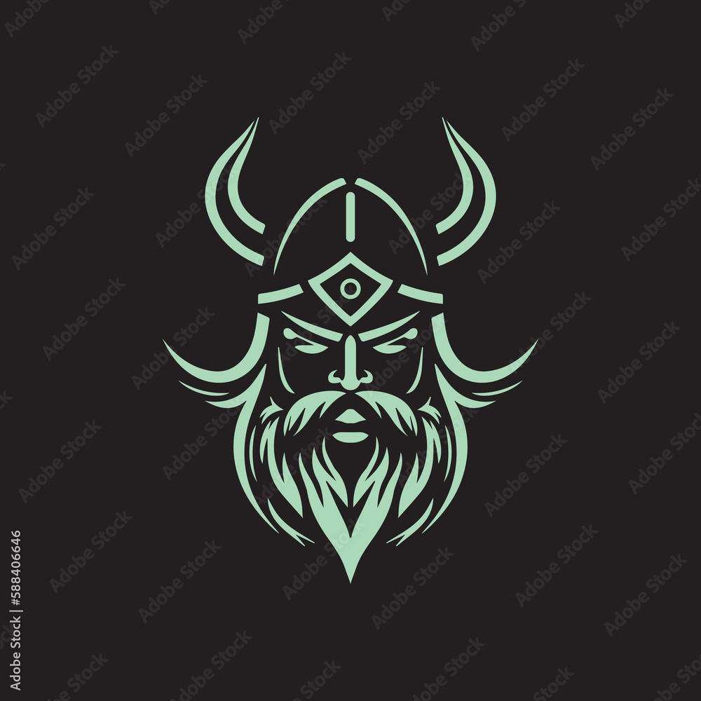simple line art design of a Viking head logo, vector illustration art simple line art design of a Viking head logo, vector illustration art