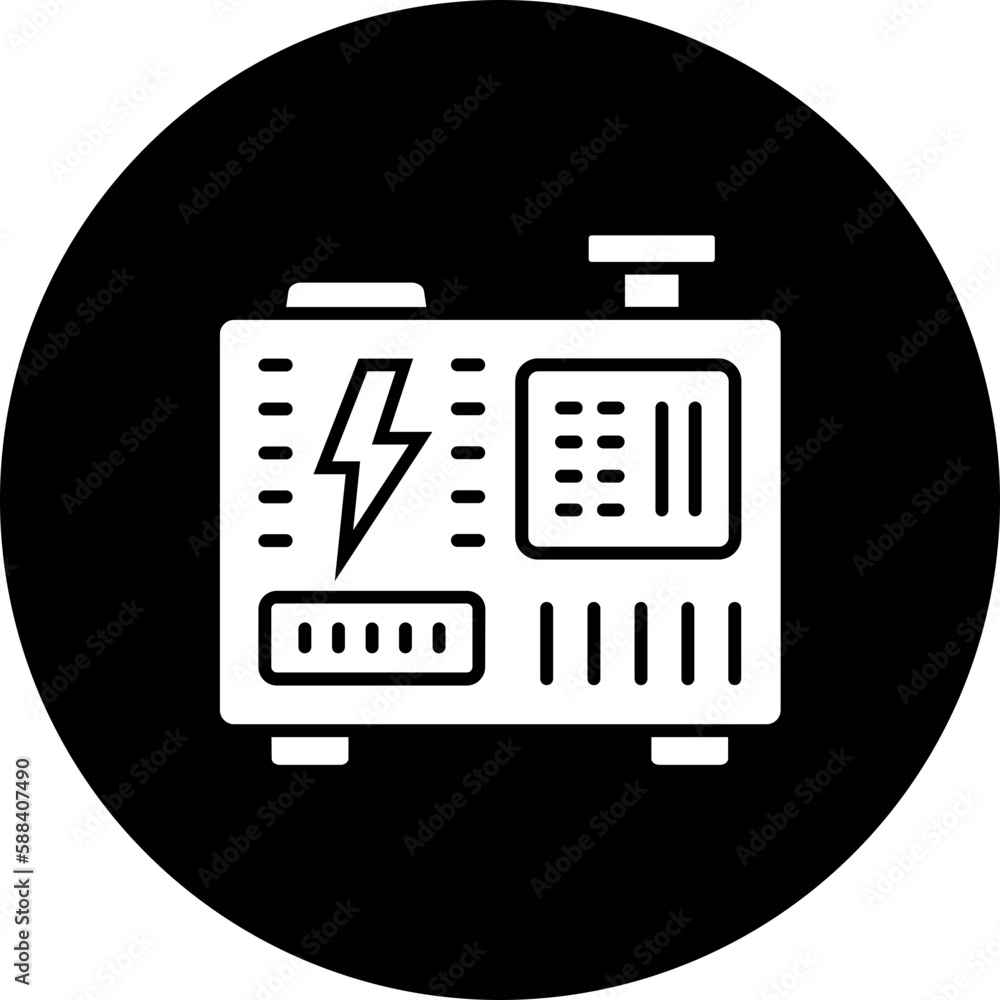 Electric Generator Glyph Inverted Icon Electric Generator Glyph Inverted Icon