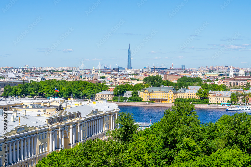 View of the city from the colonnade of St. Isaac's Cathedral, St. Petersburg, Russia