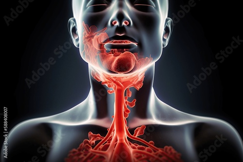 throat infected with mononucleosis created by generative AI photo