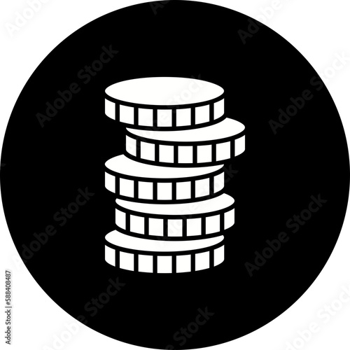 Coins Glyph Inverted Icon