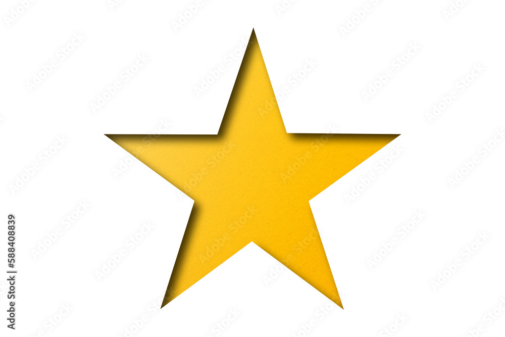 yellow paper cut into star shape isolated on transparent background yellow paper cut into star shape isolated on transparent background