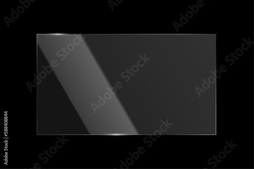 Glass plate. Screen reflection vector illustration on a black background