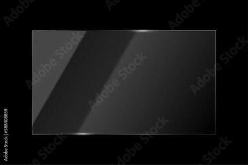 Transparent shiny glass plate. Screen reflection vector illustration on a transparent background. Use Screen transparency mode photo