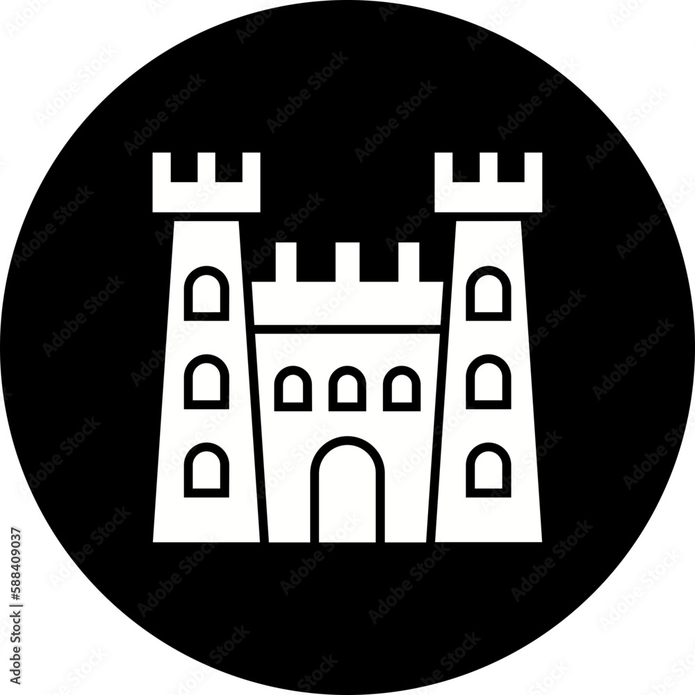 Castle Glyph Inverted Icon