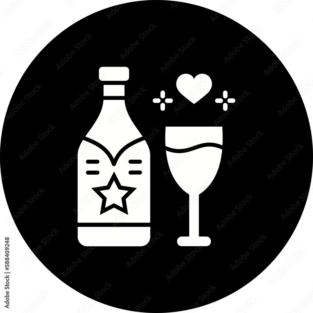 Champagne Glyph Inverted Icon Champagne Glyph Inverted Icon