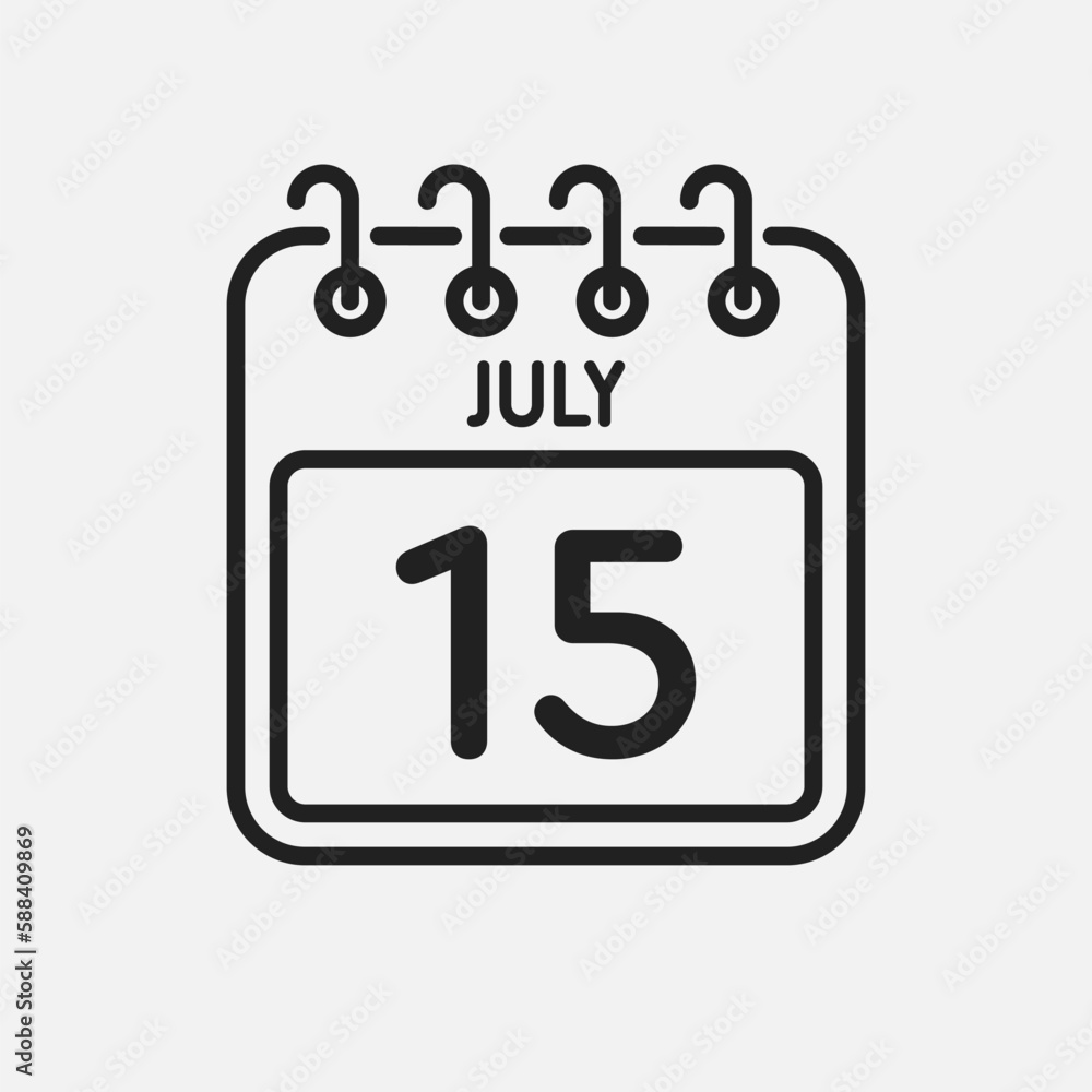 Icon page calendar day - 15 July Icon page calendar day - 15 July