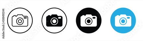 camera icon set. line and flat style icon symbol sign collections, vector illustration