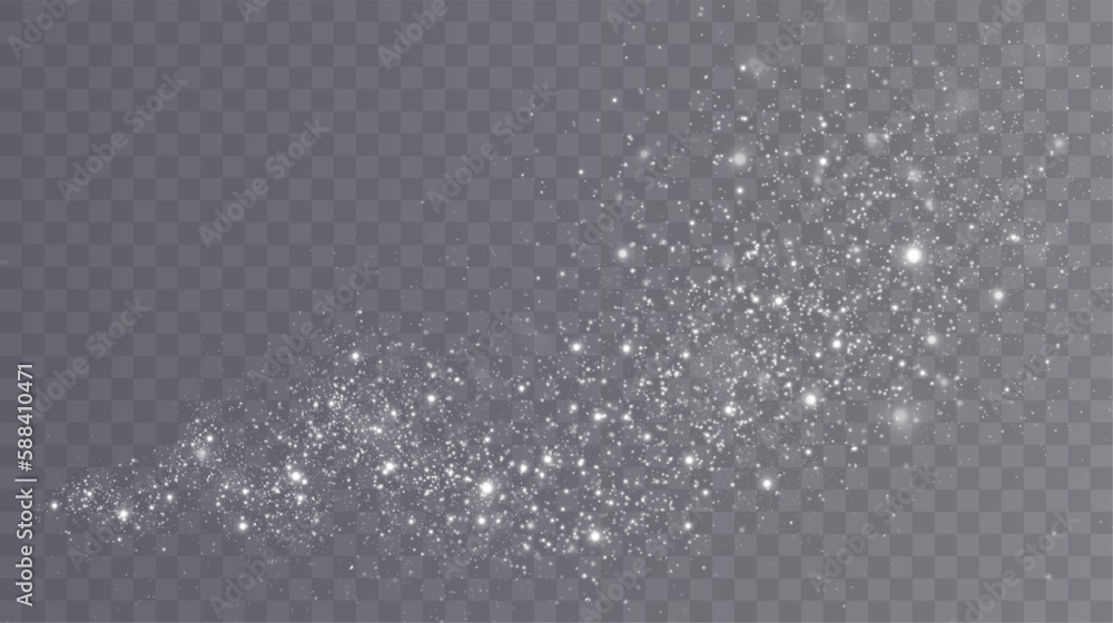 Bokeh light lights effect background. White png dust light. Christmas background of shining dust Christmas glowing light bokeh confetti and spark overlay texture for your design.	
