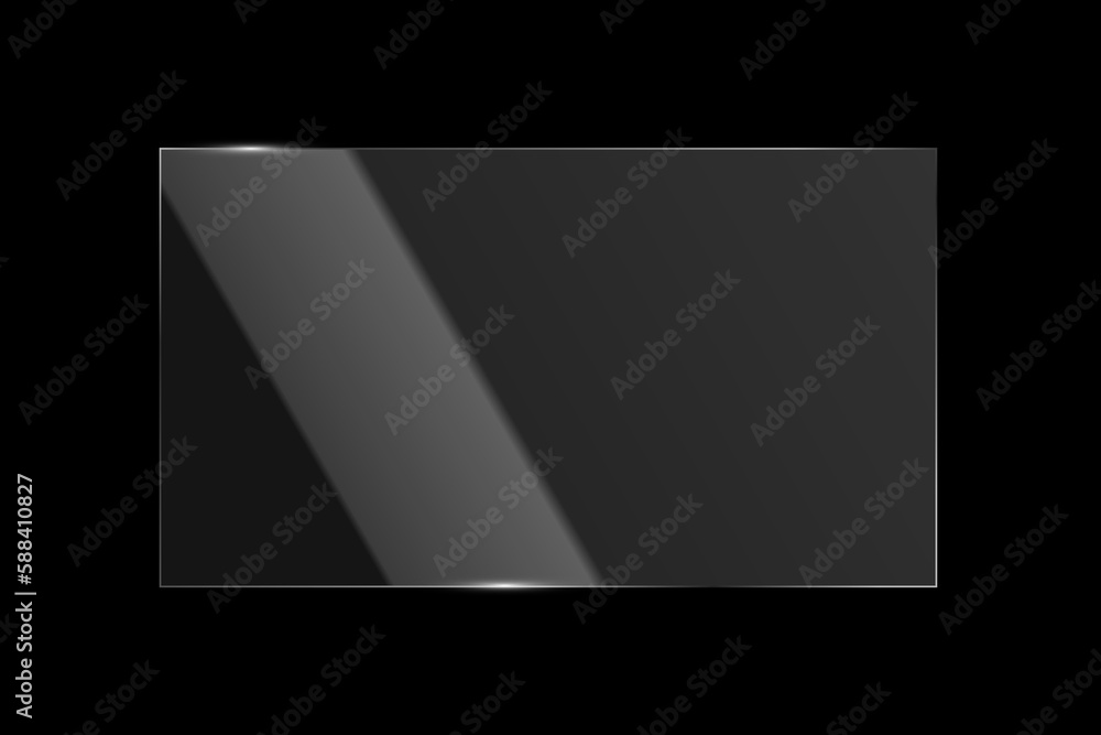 Transparent shiny glass plate. Screen reflection vector illustration on a transparent background. Use Screen transparency mode