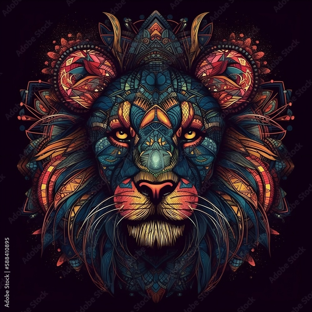 mandala lion generative AI, AI, generative