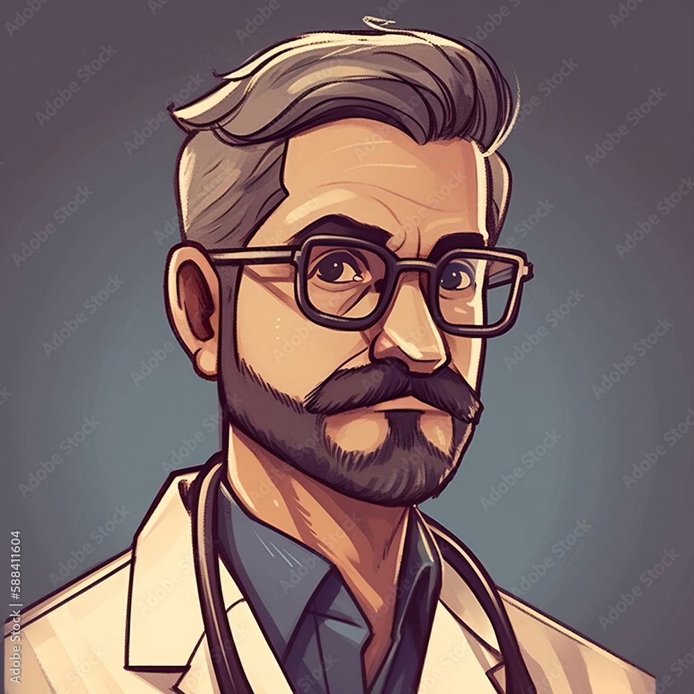Portrait of a doctor in a white cloak with a stethoscope Portrait of a doctor in a white cloak with a stethoscope