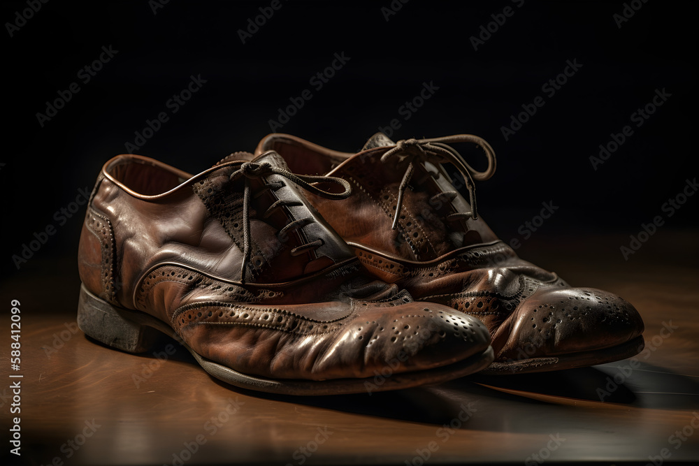 Old leather shoes, Generative AI
