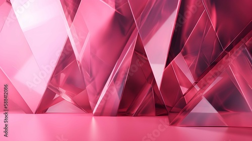 3D Render of Pink Abstract Ethereal Glass Shards Background