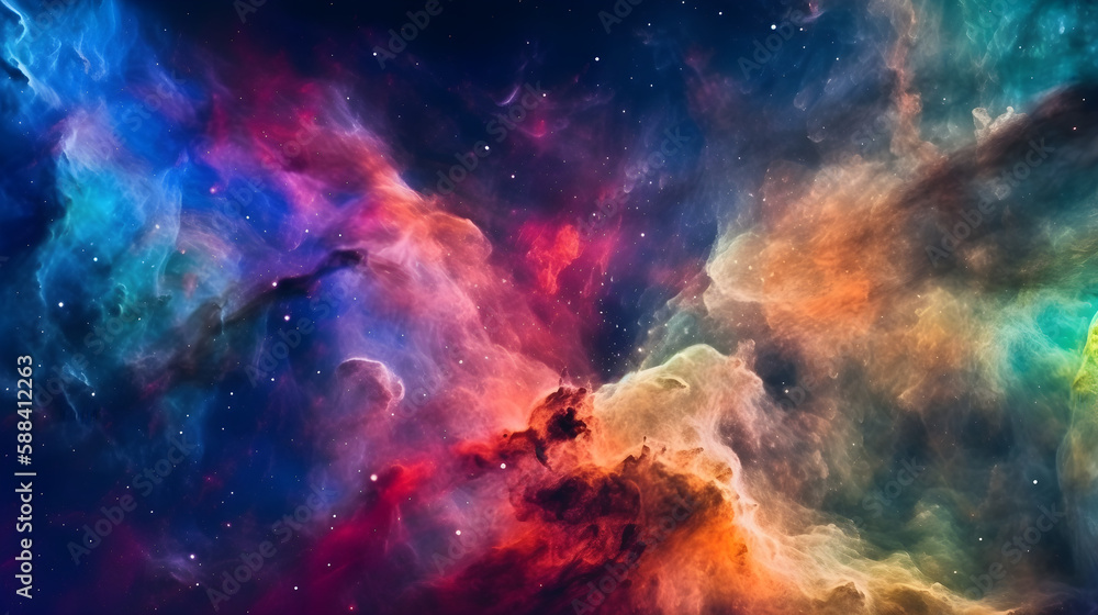 Outer space nebula, vivid colors, Generative AI