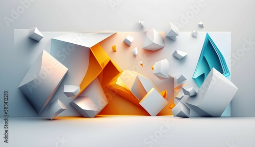 Orange and Blue Abstract Geometric Rendered Background