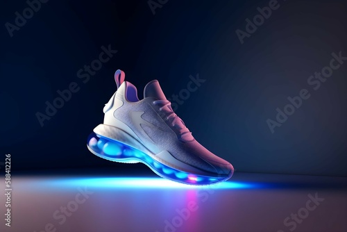 3D Render of Colorful Futuristic Sneaker Product Photo